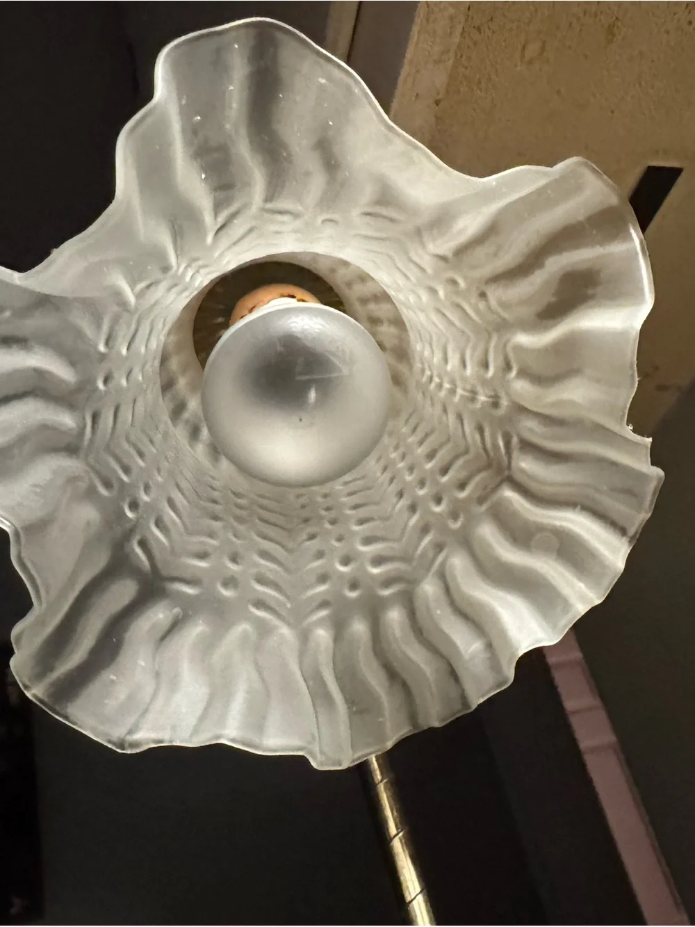 Vintage Brass Lily Pad Tulip Gooseneck Desk Lamp Frosted Clear Shade